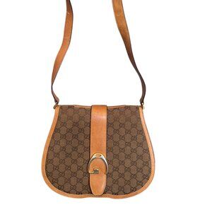 Gucci Vintage GG Canvas Saddle Bag with dustbag